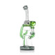 Green Hemper Cyberpunk XL glass recycler water pipe with curved neck and matching green bowl, angled view