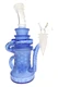 Blue 6B Glass frosted recycler water pipe with leaf-and-flower patterns, curved neck, side tubing, and clear bowl.