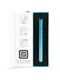 Puffco Glacier Hot Knife with cap on, seated inside its open white and turquoise retail box