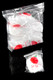 wholesale clear mini Apple Bag bundle, 34×34 mm lot inside larger zip bag, angled reflective shot