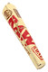 RAW Organic King Size cone pack for head-shop supplies, angled kraft 3-cone carton with green RAW branding