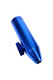 Blue 2" metal bullet snuff vial shown angled with side-mounted knob and metallic finish