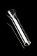 3" standard female downstem for non-GoG water pipes; clear flared mouth and straight tube, angled on black; head-shop wholesale accessory.