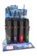 Eagle PT132P pen torch lighters, wholesale counter display on white background; Safe-Stop callout and mixed color tanks visible.