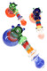 Three colorful 8.5" frit glass hammer bubblers showing striped stems, glass rings, and varied bowl colors