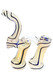 Clear and pale yellow double-chamber Sherlock bubbler with dark blue stripes and a tall curved mouthpiece