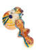 Alternate 6" color-changing hammer bubbler showing striped glass details and compact hammer shape