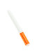Large ceramic cigarette bat with orange speckled filter end and white body, small smoke-shop accessory rear angle