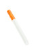 Large ceramic cigarette bat in white with orange speckled tip, compact wholesale one-hitter shown at angled front view