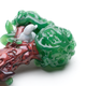 Front view of 4" Squirrel’s Nest spoon with deep green bowl and leaf accents on white—wholesale head-shop glass hand pipe, lightweight display shot.