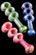 Triple Bowl Gold Fumed Frit Glass Pipe - P1768