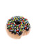 US-made sprinkle donut glass spoon with chocolate glaze and rainbow sprinkles, compact 3" novelty pipe; detailed top view for wholesale head-shop listings. US-made sprinkle donut glass spoon with chocolate glaze and rainbow sprinkles, compact 3" novelty pipe; detailed top view for wholesale head-shop listings.