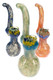 Assorted 6.5" silver fumed frit Sherlock glass bubblers with curved necks, bubble accents, and mixed color finishes
