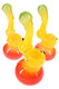 Rasta frit sherlock glass bubbler with green-to-yellow neck and red base, angled hero shot for smoke shop inventory