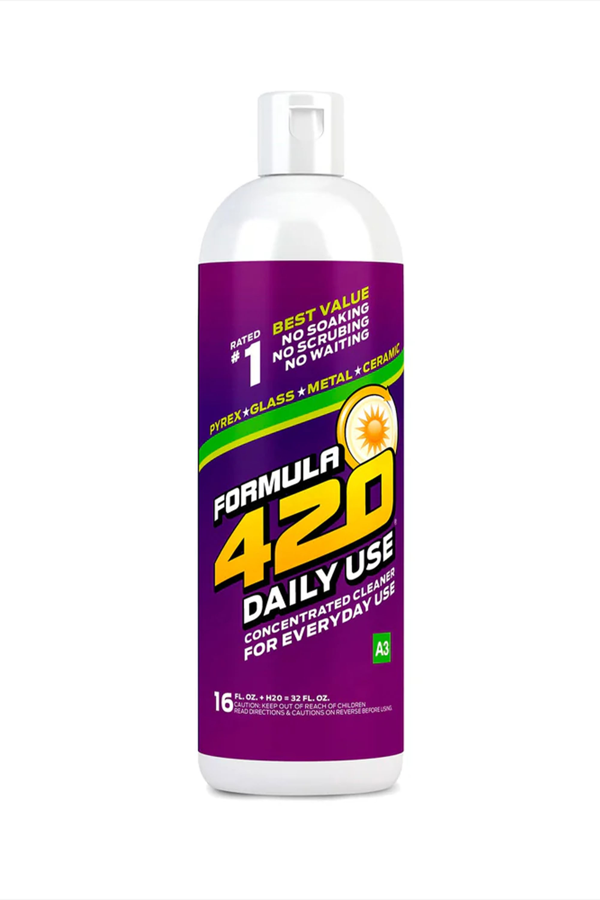 Formula 420 Daily Use Cleaner Concentrate 16 oz vertical bottle for head-shop supplies; concentrate note visible on label