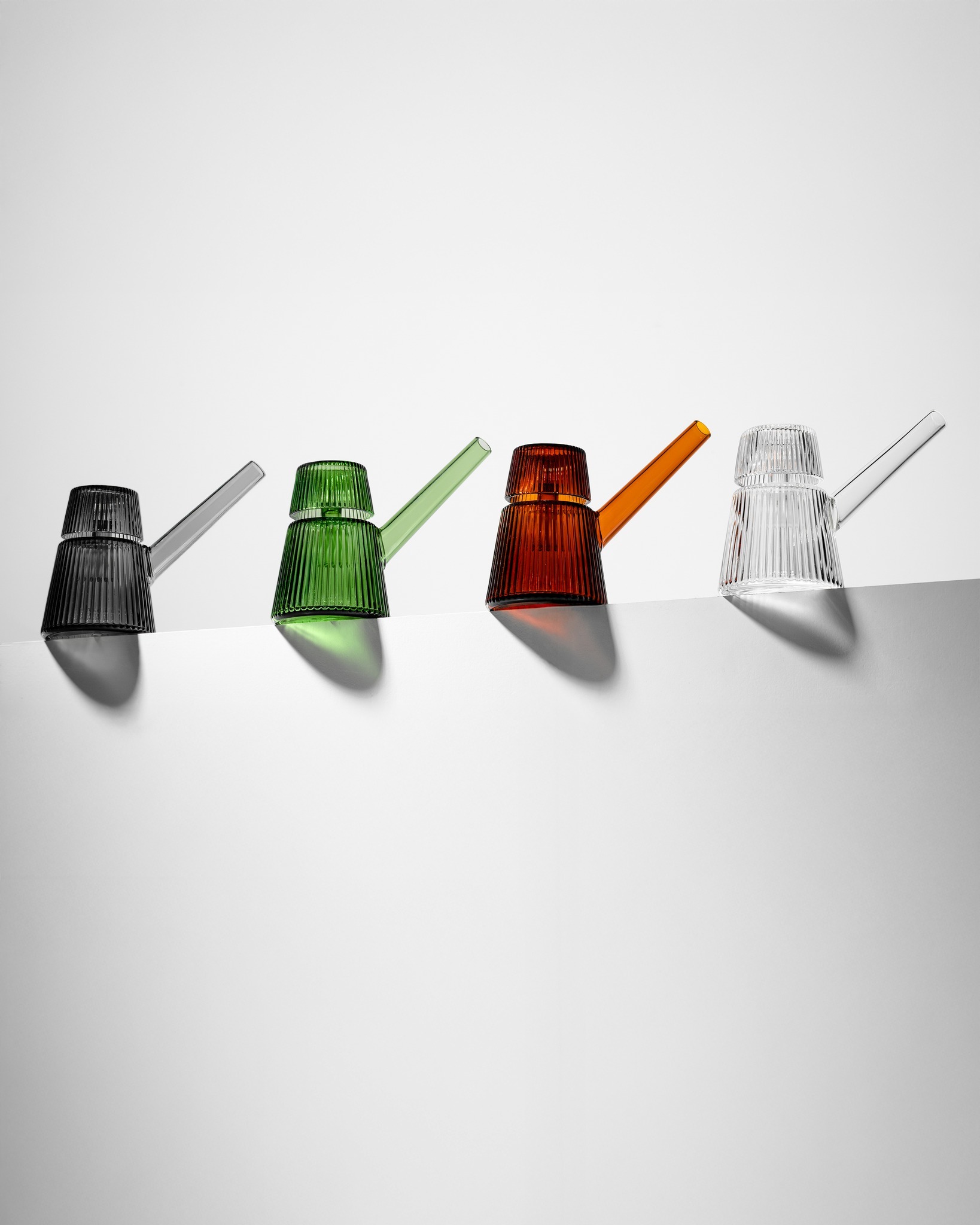 NWTN Home Deco Bubbler with fluted Art Deco glass and angled mouthpiece in compact vertical stance