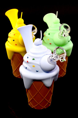 5 Ice Cream Cone Silicone Hand PipeDiff Colors-1,3 or 6 Pc — MJ Wholesale