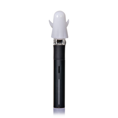Frosted Specter ghost attachment installed on a black Puffco Pivot device