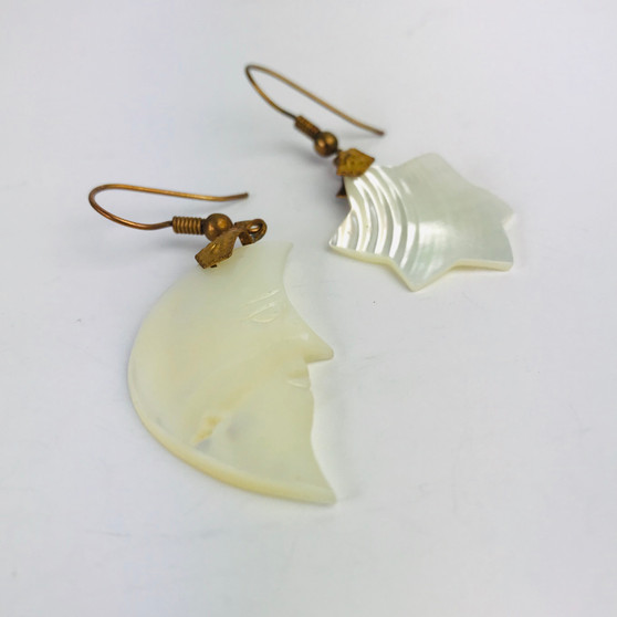 Moon and Star Shell Earrings Mother of Pearl