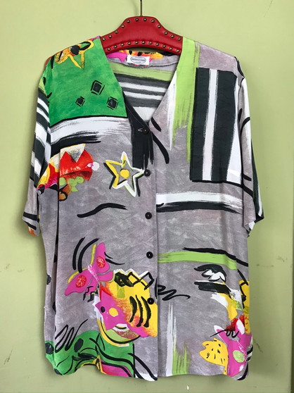 Camisa / Túnica com Print Abstrato Anos 90