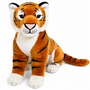 Auswella Plush Kenya 25-inch realistic tiger stuffed animal with orange and black stripes, white chest and paws, sitting on a white background
