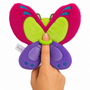 Pink and purple butterfly plush stuffed animal with colorful wings, soft cuddly body, bright eyes, and interactive finger band for pretend flying play
