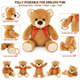 16-inch brown poseable teddy bear with soft plush fur, detailed paw pads, and movable arms, wrists, legs, ankles, and head.