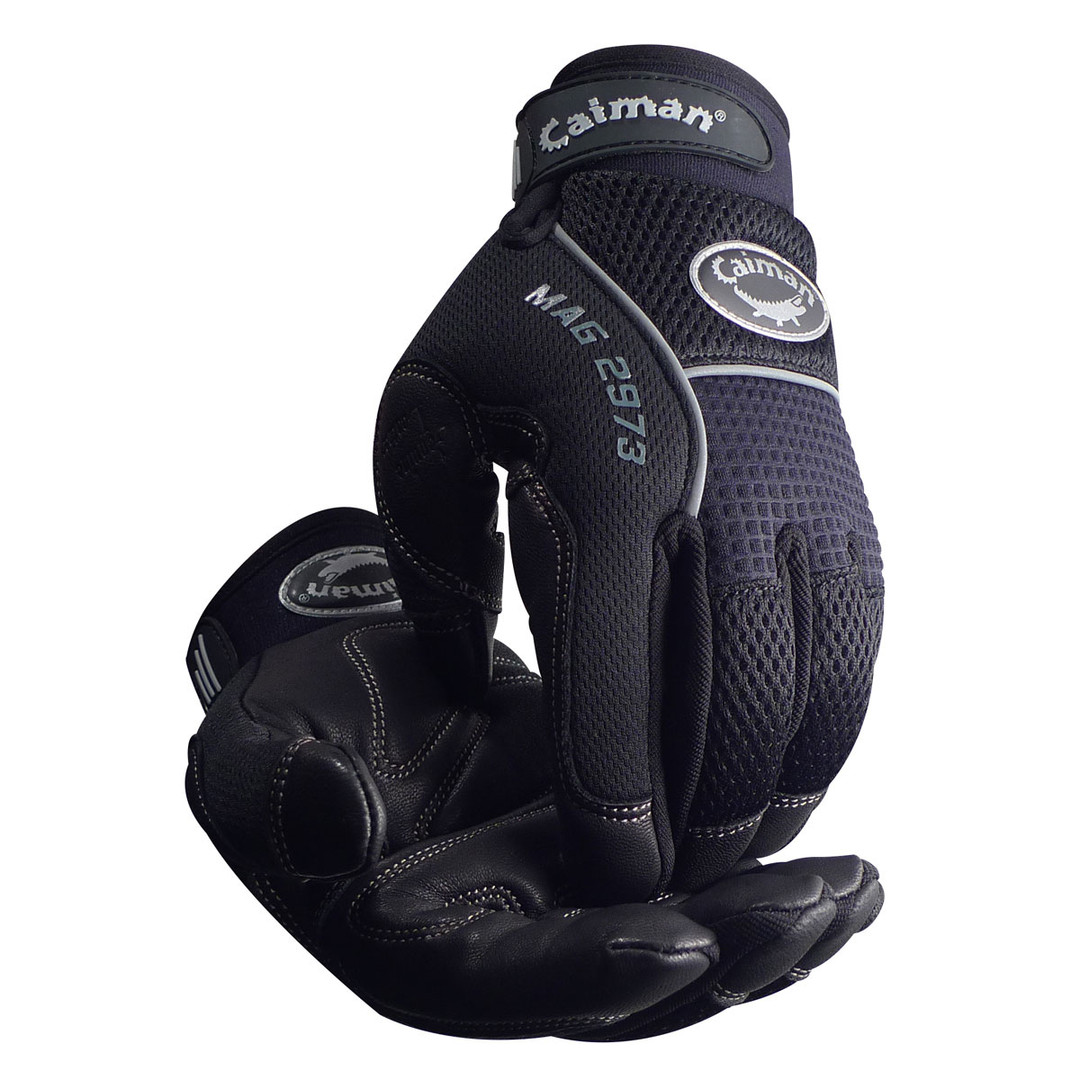 Caiman MAG Multi-Activity Glove – Hi-Vis Yellow, Goat Leather Palm, Pinch'd-Tip Fingers, AirMesh Back, Neoprene Knuckle – Size Large - View #5