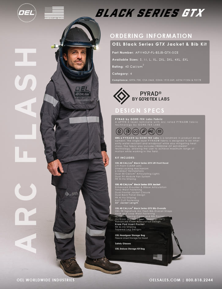 OEL AFW40LF-FL-BSJB-GTX Black Series GORE-TEX 40 Cal Arc Flash