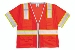 Kishigo Premium Brilliant Series 1750 5 Pockets Heavy Duty Safety Vest, Multiple Sizes Available