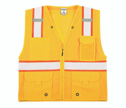 Kishigo EV Series B106 6 Pockets Enhanced Visibility Multi Pocket Mesh Vest, Multiple Sizes Available