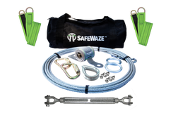 SAFEWAZE 019-8020 2-Person Portable Horizontal Cable Lifeline Kit, Multiple Lengths Available