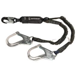 SAFEWAZE 88761-FF-RB-AL PRO 6 FT Dual Leg Stretch Energy Absorbing Lanyard, Aluminum Rebar Hooks