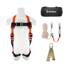 SAFEWAZE FS-ROOF-E-BAG Basic Roofer's Fall Protection Harness Kit