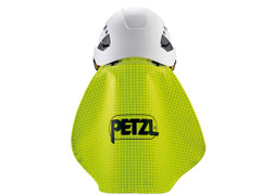 Petzl VERTE Nape Protector, Lime on helmet