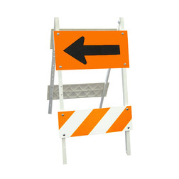 Plasticade Combocade 105G-T12FAB8HIP Type II Traffic Barricade with Arrow Sign Legend - Each