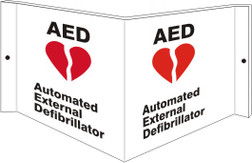 Safehouse Signs AED Red Heart with Flash Projecting Triangle Wall Sign (PWS-100)