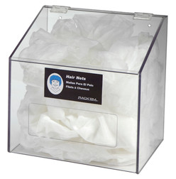 Rack'Em 5117 1-Compartment Hole in Front Hair Net/Beard Cover/Shoe Cover/Arm Protector Dispenser with Clear Lid, Multiple Size, Material Values Available - Sold by Each