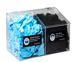 Rack'Em 5121 2 Compartment Hole in Front Hair Net/Beard Cover/Shoe Cover/Arm Protector Dispenser with Clear Lid, Multiple Color Values Available - Sold by Each