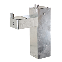 Haws 3300G Floor Mount Hi-Lo Barrier Free Two Bubbler Square Pedestal Drinking Fountain