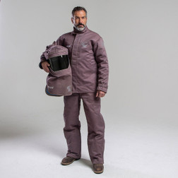 OEL AFW100F-BJB Brown Triple Layered Inherent Combination 100 Cal/cm2 Jacket and Bib Overall Kit with Switchgear Hood