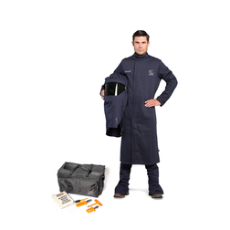 OEL AFW25FL-NCO Navy 88/12 Premium Indura Cotton Blend 25 Cal/cm2 Coat Kit with Switchgear Hood