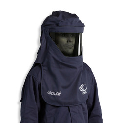 OEL AFW60L-NJB Navy Premium Layered Indura Cotton Blend 60 Cal/cm2 Jacket and Bib Overall Kit with Switchgear Hood and Lights
