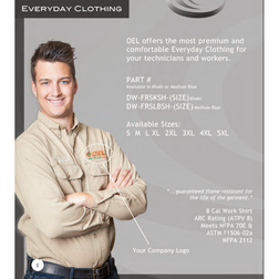 OEL DW-FRSKSH Khaki 0 8 Cal/cm2 Work Shirt - Each