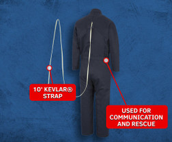 Oberon BSA-CBX7NB-ES Navy Blue Treated Cotton/Kevlar Strap BSA8 Arc Flash Basic Coverall with Escape Strap