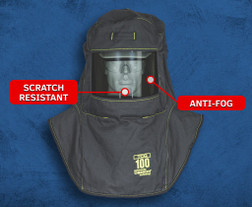 Oberon TCG100-C One Size Fits All Aramid Fiber/Polycarbonate Face Shield Black TCG Ultralight Flame Resistant Arc Flash Hood