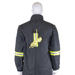 Oberon TCG100-CT-ES Black Aramid Fiber/Kevlar Strap TCG Ultralight Hip Length Arc Flash Coat with Escape Strap