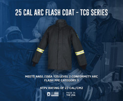 Oberon TCG25-CT Black Aramid Fiber TCG Ultralight Hip Length Arc Flash Coat