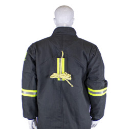 Oberon TCG40-CT-ES Black Aramid Fiber/Kevlar Strap TCG Ultralight Hip Length Arc Flash Coat with Escape Strap