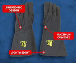Oberon TCG40-Glove Aramid Fiber Black TCG Ultralight Flame Resistant Arc Flash Gloves